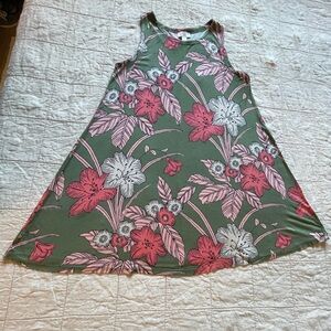 LOFT outlet Green and Pink Floral dress size L petite